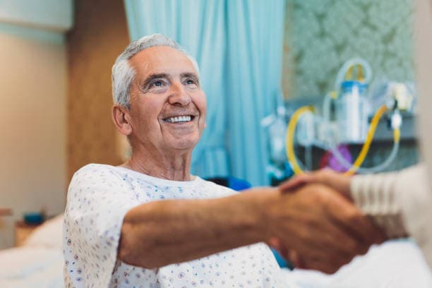 Patient beginning recovery after outpatient joint replacement