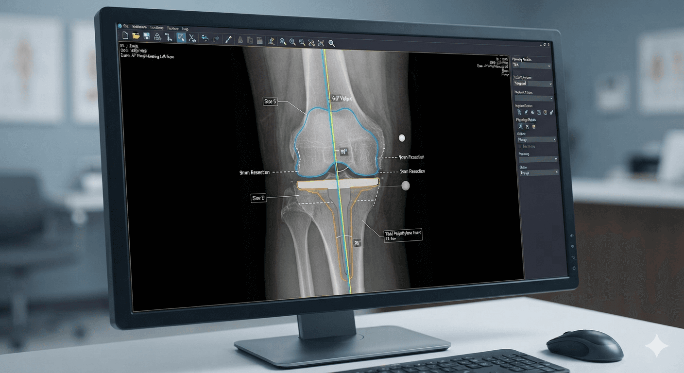 Knee replacement radiographic and implant planning